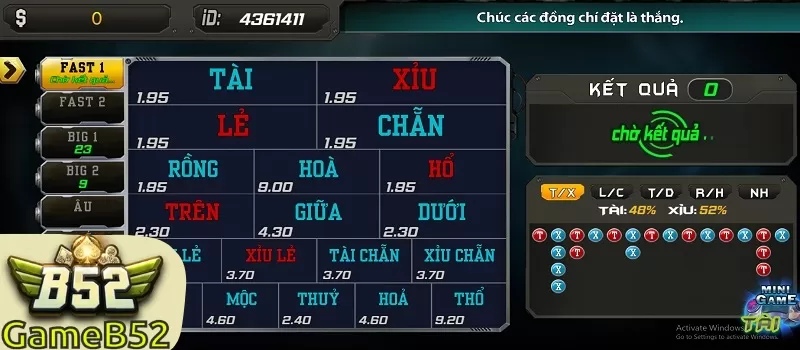 Kèo keno B52 CLUB chẵn lẻ