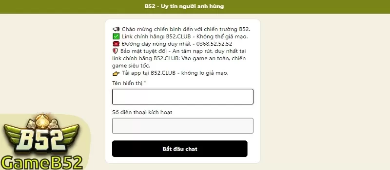 Tốc độ phản hồi nhanh chóng B52 CLUB